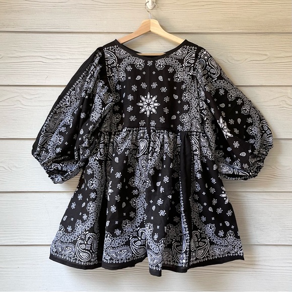 Made To Order | Handmade Bandana Dress -Black-Puff Sleeves - Picture 5 of 15